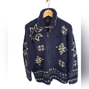 Otavalo Native American Handmade 100% Wool Full Zip Sweater Blue Size M/L*